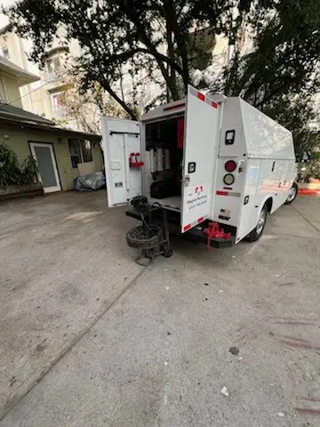 Magnet Plumbing service vehicle on-site for Slab Leak Repair in North Port Byron
